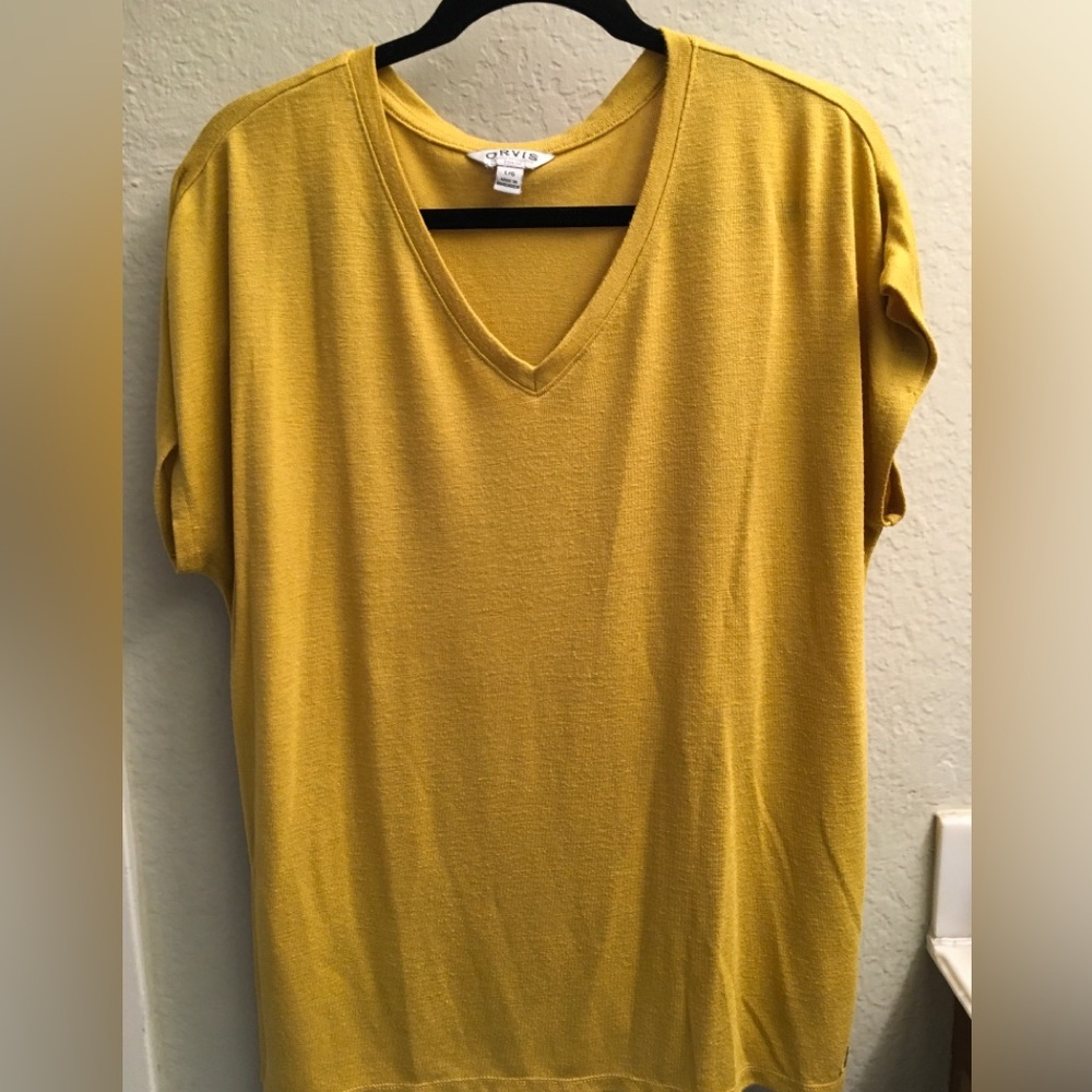 Orvis Women's V-Neck Short Sleeve Top - Golden Yellow